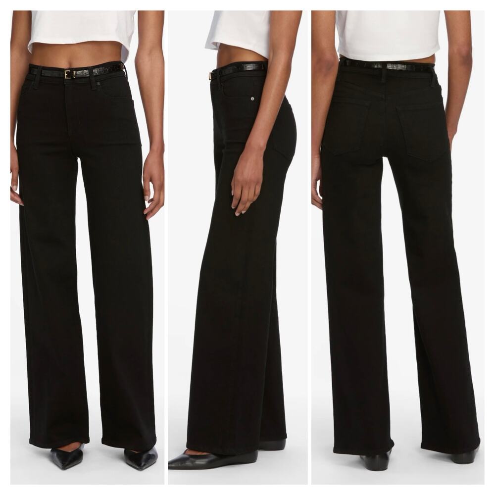 FRAME Le Slim Palazzo Wide Leg Flare High Rise Stretch Black Jeans - Size 25 - Picture 11 of 11